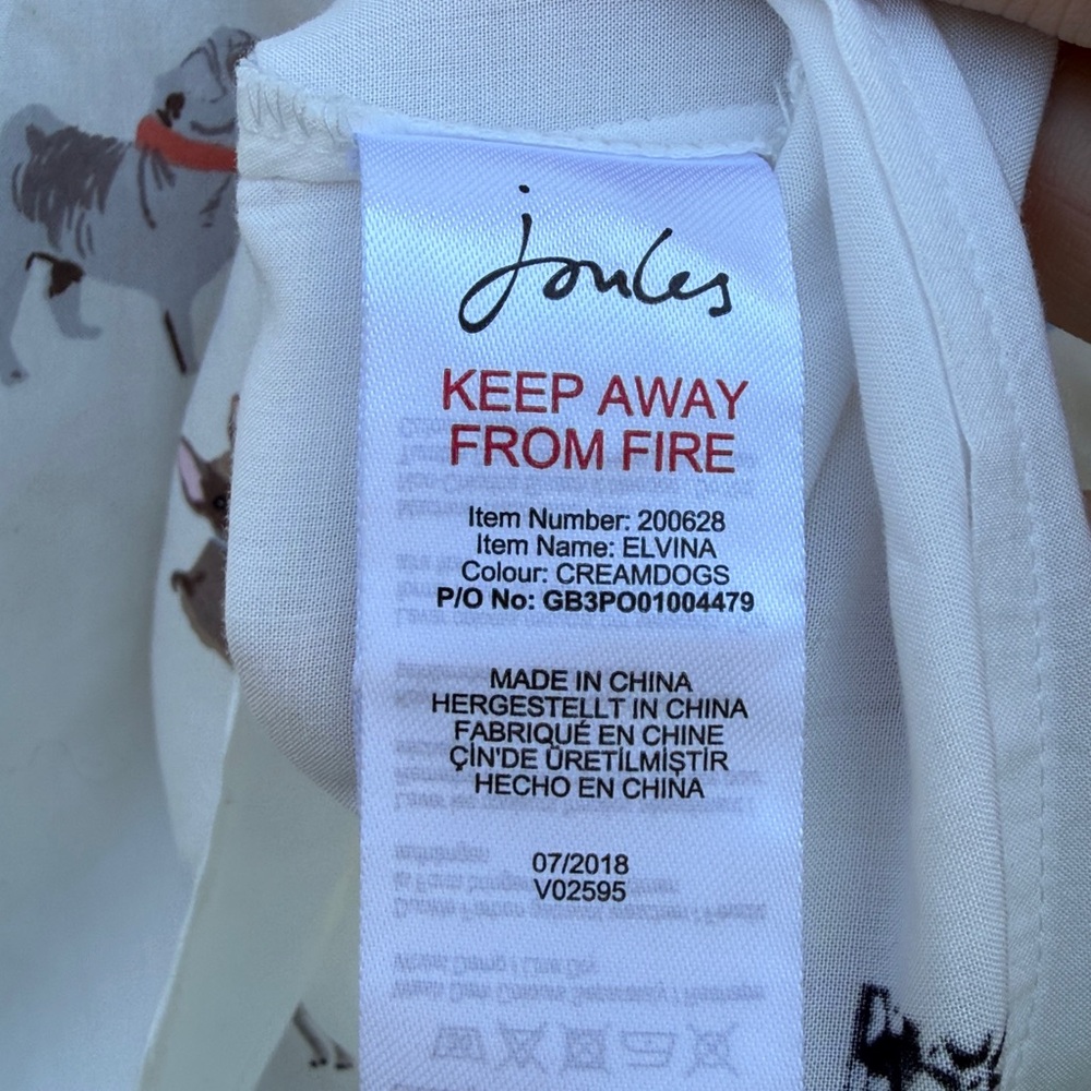 Joules | Dog Print Viscose Button Down Long Sleeve Top size 12 - Picture 4 of 7
